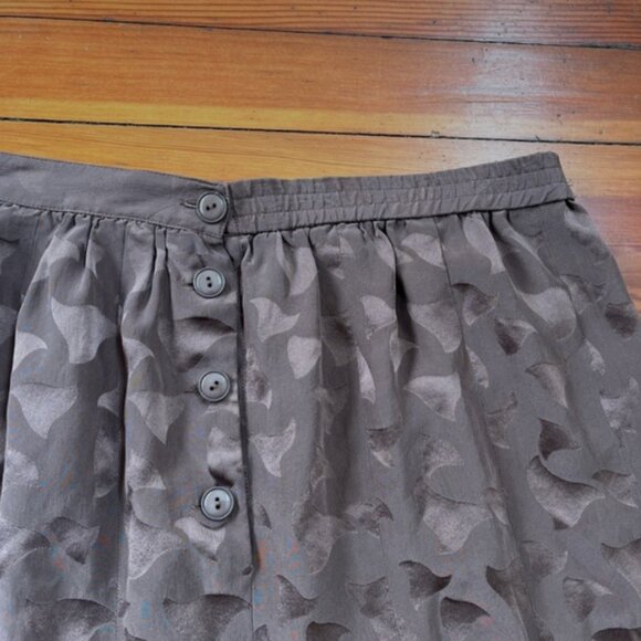 Vintage Brown Silky Skirt with Floral Pattern - Picture 4 of 4